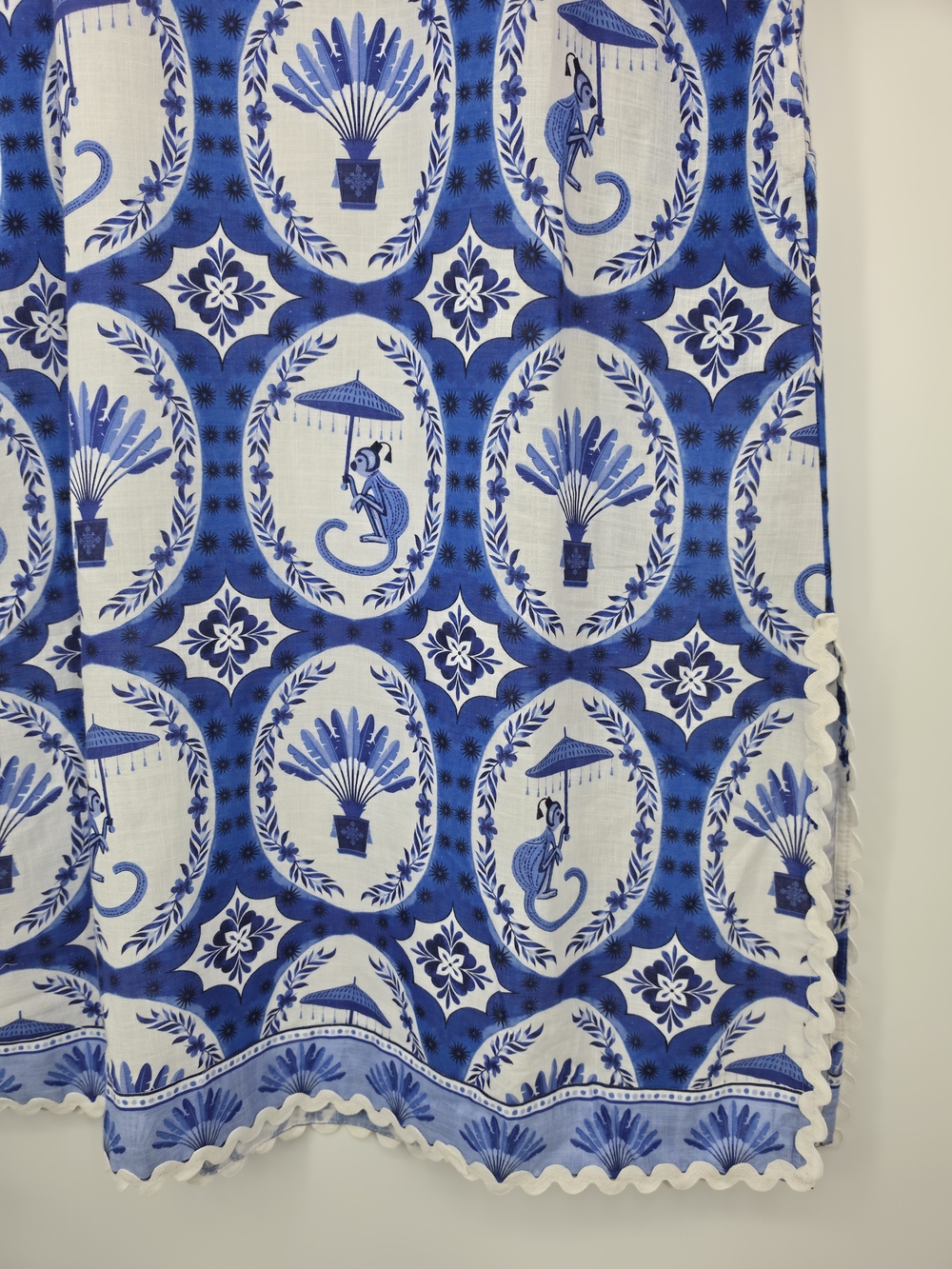 NWT IslaPayal Como Blue Cotton Monkey Print Tunic Dress L Resort Caftan Coastal - Picture 11 of 15